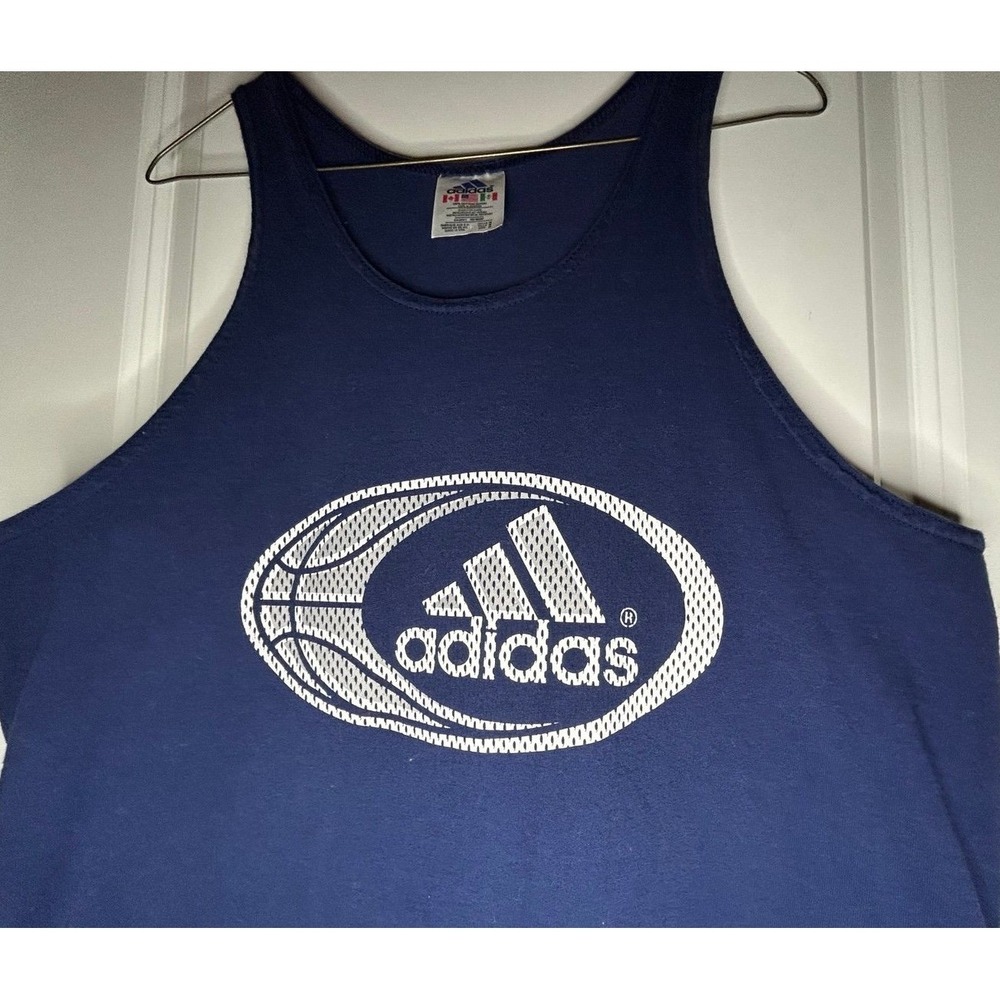 Vintage 90's Adidas Basketball Logo Graphic Sleeveless Tank Top Sz Mens Medium